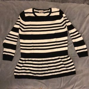 Loft Black/White Peplum Sweater